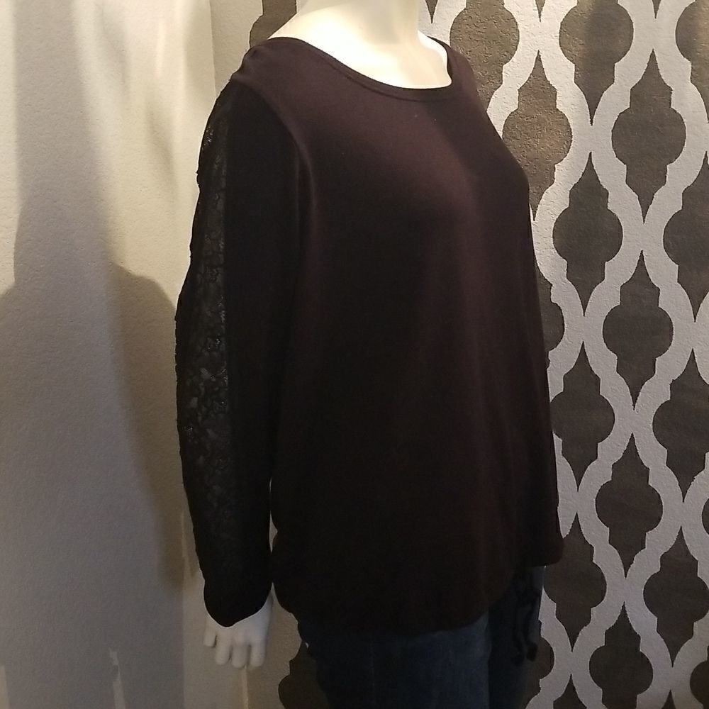 Sleep by Cacique lace inset tie waist top